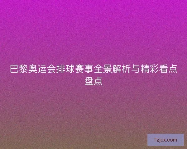 巴黎奥运会排球赛事全景解析与精彩看点盘点